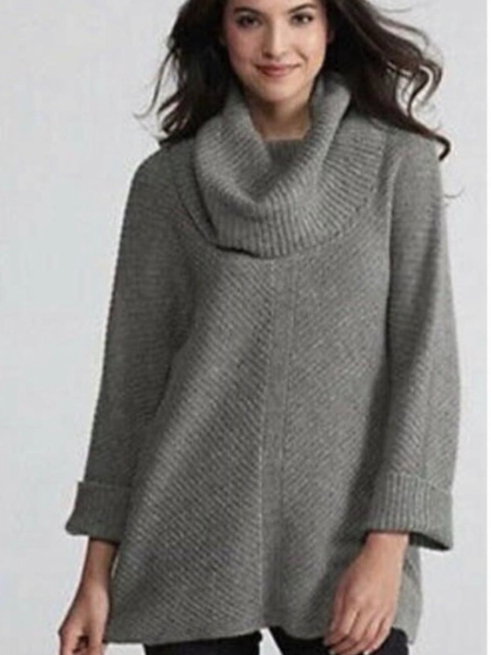 Eileen Fisher Grey 3X YAk Wool Cowl neck Sweater EUC Retail $298 NOTE